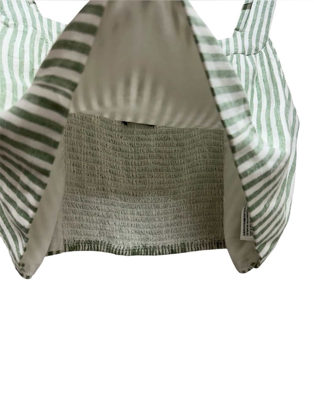 Abercrombie & Fitch Womens Stripe Crop Top Tank Smocked Back Green White Size XL - Picture 6 of 8
